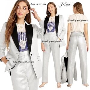 J.Crew Collection NWT metallic silver straight leg pants *shop@iamwarrior